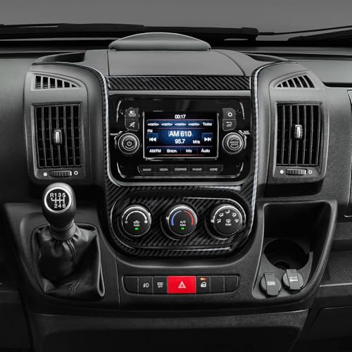 Image of Car Carbon Fiber Navigation Frame Air Conditioner Panel Cover Trim Accessories for Dodge RAM Promaster 1500 2500 3500 2014 2015 2016 2017 2018 2019 2020 2021