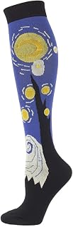 Drincoshow Sports Compression Stockings Famous Painting Socks Compression Socks Outdoor Stretch Socks, Starry Sky, 5.5-11