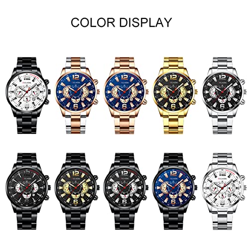 Fashion Sport Herren- Armbanduhr mit Edelstahlgehäuse, analoge Armbanduhr für Jugendliche, I, One Size-7