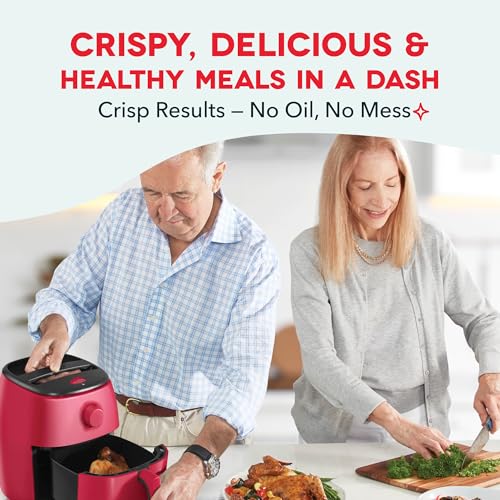 Image of Dash Tasti-Crisp Air Fryer - AirCrisp Technology - Compact Design with Adjustable Temperature Control - Nonstick Fry Basket & Auto Shut-Off Feature - 2.6 Quarts - Red