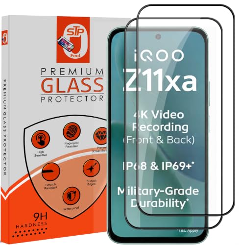 Image of STP FEEL Premium HD+ Tempered Glass Screen Protector Guard Compatible For IQOO Z11Xa 5G (6.76 Inch, Pack of 2) | Edge to Edge Coverage With Easy to installation kit for Smartphone