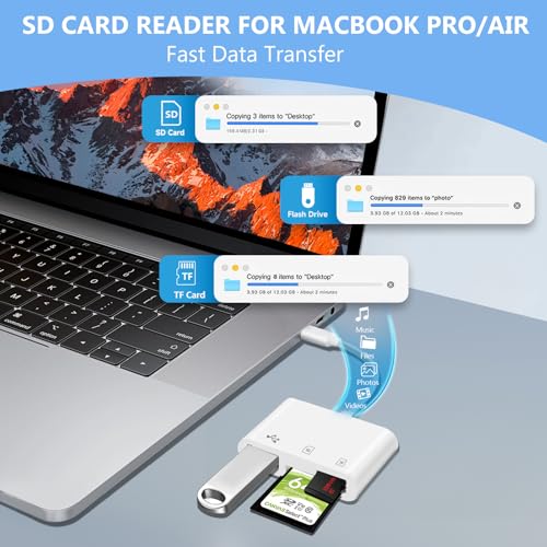 image for MTIQHS USB C SD Card Reader for iPhone Adapter, 3-in-1 Memory Card Rea