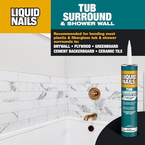 Image of Tub Surround 10 oz Bright White Low VOC Interior Tub and Shower Adhesive, 6 Pack