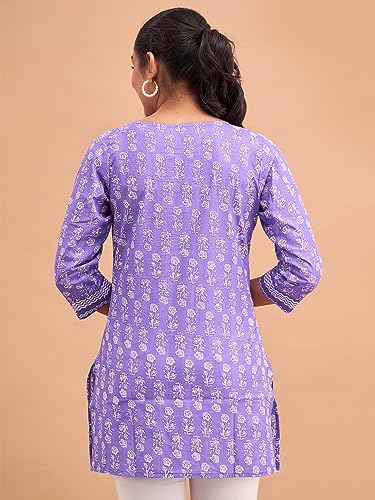 Image of feranoid Women Cotton Printed Short Kurti | Short Kurti for Women | Printed Cotton Kurti