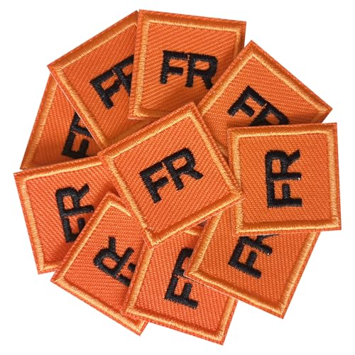 10Pcs FR Patches for Clothing, FR Replacement Garment Patches for FR Shirts, Pants, Jackets - Orange&Black
