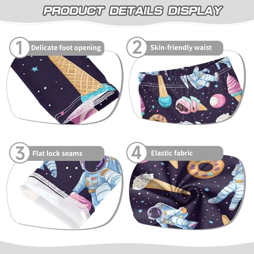 Wusikd Astronauts Space Girls' Leggings Toddler Doodles Cookies Kids Yoga Pants Dance Active Tights 4T3