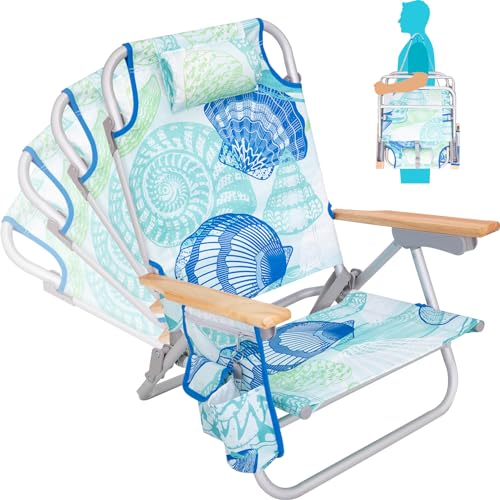 #WEJOY Beach Chair for Adults, Reclining Adjustable Position, Lay Flat Lightweight Folding Portable Aluminum Chair with Backpack Straps,Padded headrest, Heavy Duty 402 lbs Lawn Chair for Beach, Sand