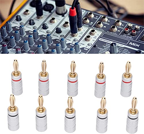 Image of [ 12 Pieces (6 Pcs Red & 6 Pcs Black) ] Banana Jacks Speaker Connector Adapter, Open Screw Type, For Speaker Wire, Wall Plates, 24k Gold Plated Speaker Banana Plugs, Closed Screw Type