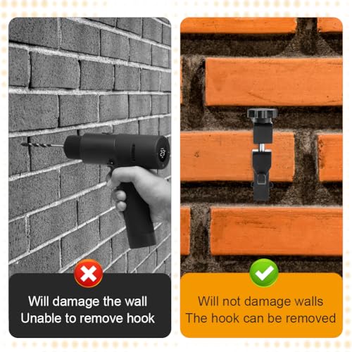 Image of Kakalote 6 Pack Brick Hangers, 1.77-2.95in Adjustable Brick Hanger Clamp No Drilling & Wrench, Heavy Duty Stainless Steel Brick Hooks Brick Clips for Hanging Outdoors Pictures