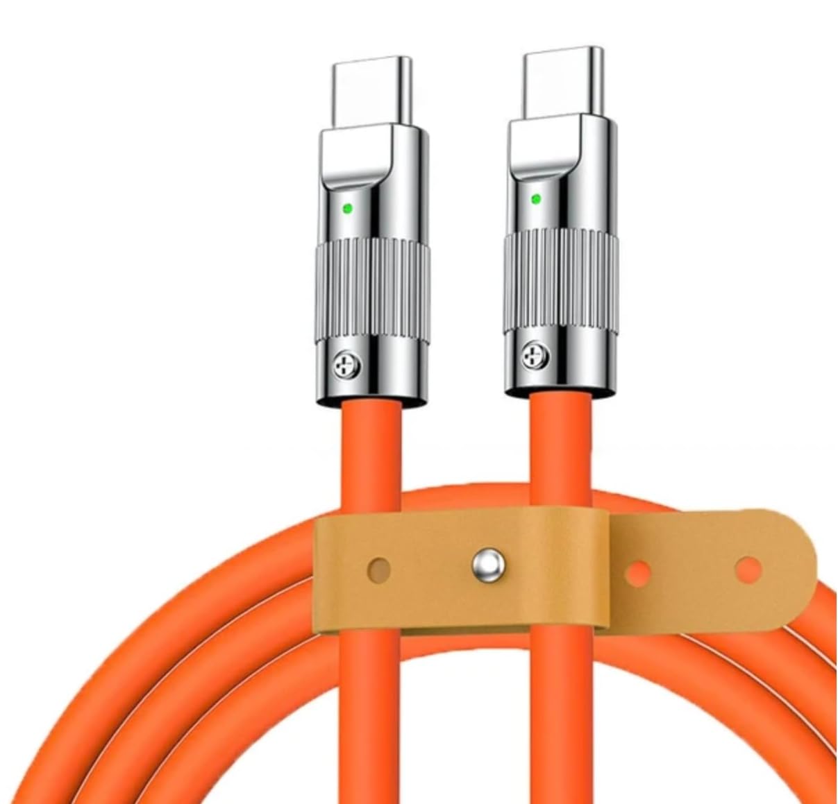 USB Type C Charging Cable Data Cable| 2 Meters Type C to Type C | PD 120W Fast Charge | Liquid Silicone Cable | With Leather Wrap | For iPhone 15/Plus/Pro/Pro Max, Samsung Galaxy S23, Android