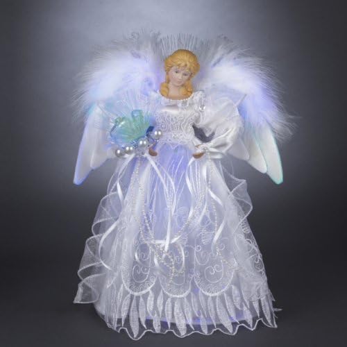 KSA 12" Lighted LED Fiber Optic White and Silver Angel Christmas Tree