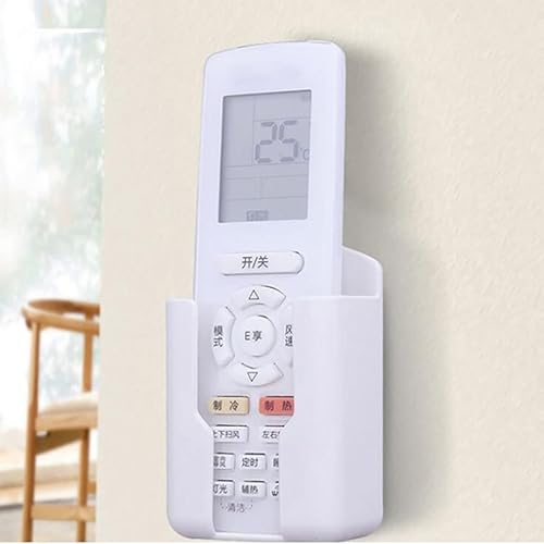 Miniatura 6 de Haidong Soporte de control remoto Caja de almacenamiento de medios autoadhesiva Aire acondicionado montado en la pared (blanco)