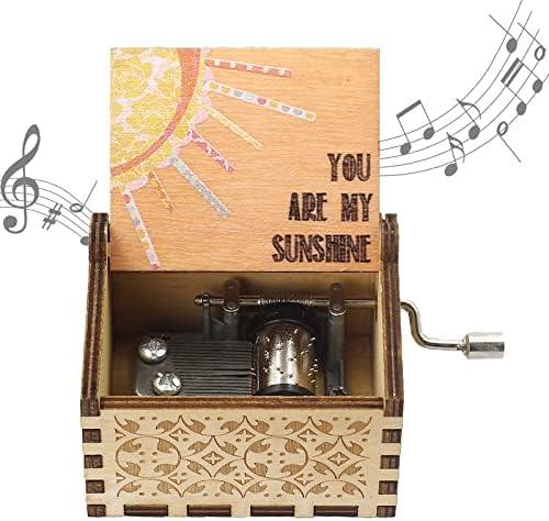 SYWAN You are My Sunshine Wood Music Boxes, Vintage Hand Crank Carved Musical Box for Birthday/Christmas/Valentine's Day