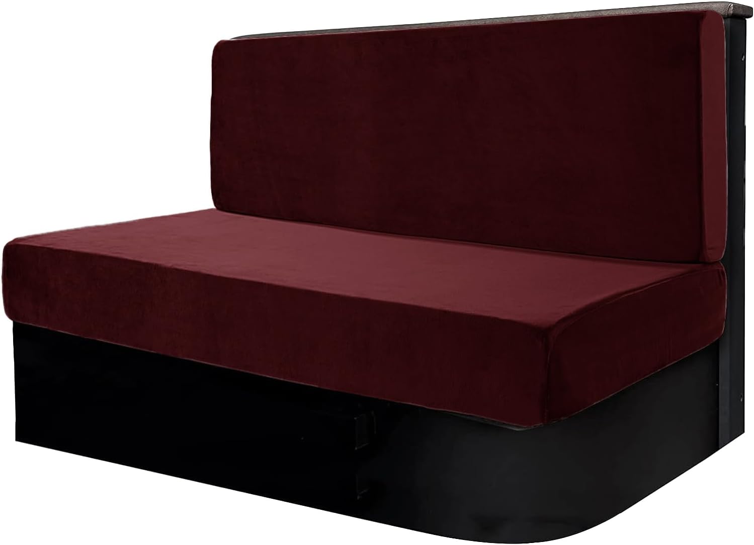 RV Dinette Cushion Covers Velvet Stretch Camper Seat Cushion Slipcovers Washable Loveseat Sofa Cover Furniture Protector for RV Car Bench (Wine Red)