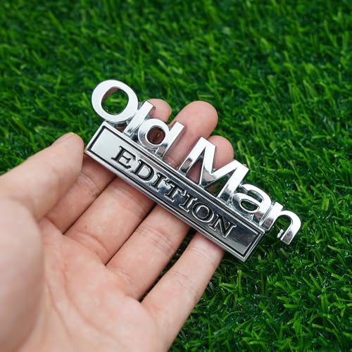 Image of 2pc Old Man Edition 3D Metal Emblem Fender Rear Tailgate Bumper Badge Nameplate Sticker Decal for Car Truck (Silver Black)
