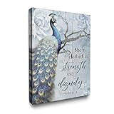 Luslya Peacock Canvas Wall Art Peacock Picture Wall Decor Framed Bible Verse Inspirational Quotes Posters Home for Living Room Bedroom Bathroom Decoration 12x16 inch