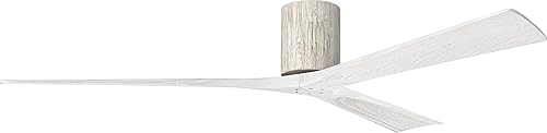 Miniatura 45 de Matthews IR3H-TB-MWH-72 Irene Damp Rated Flush Mount 72" Ceiling Fan with Remote & Wall Control, Silent DC Motor, 3 Matte White Solid Wood Blades