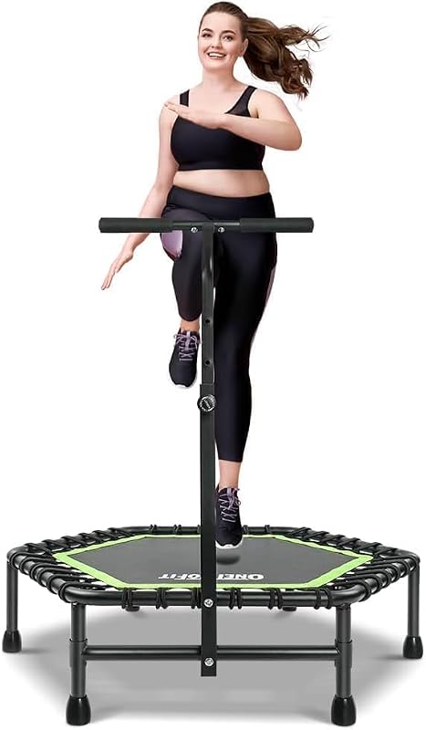 Trambulină ONETWOFIT de 114 cm cu corzi elastice, pentru adulți, ideală pentru antrenamente fitness.