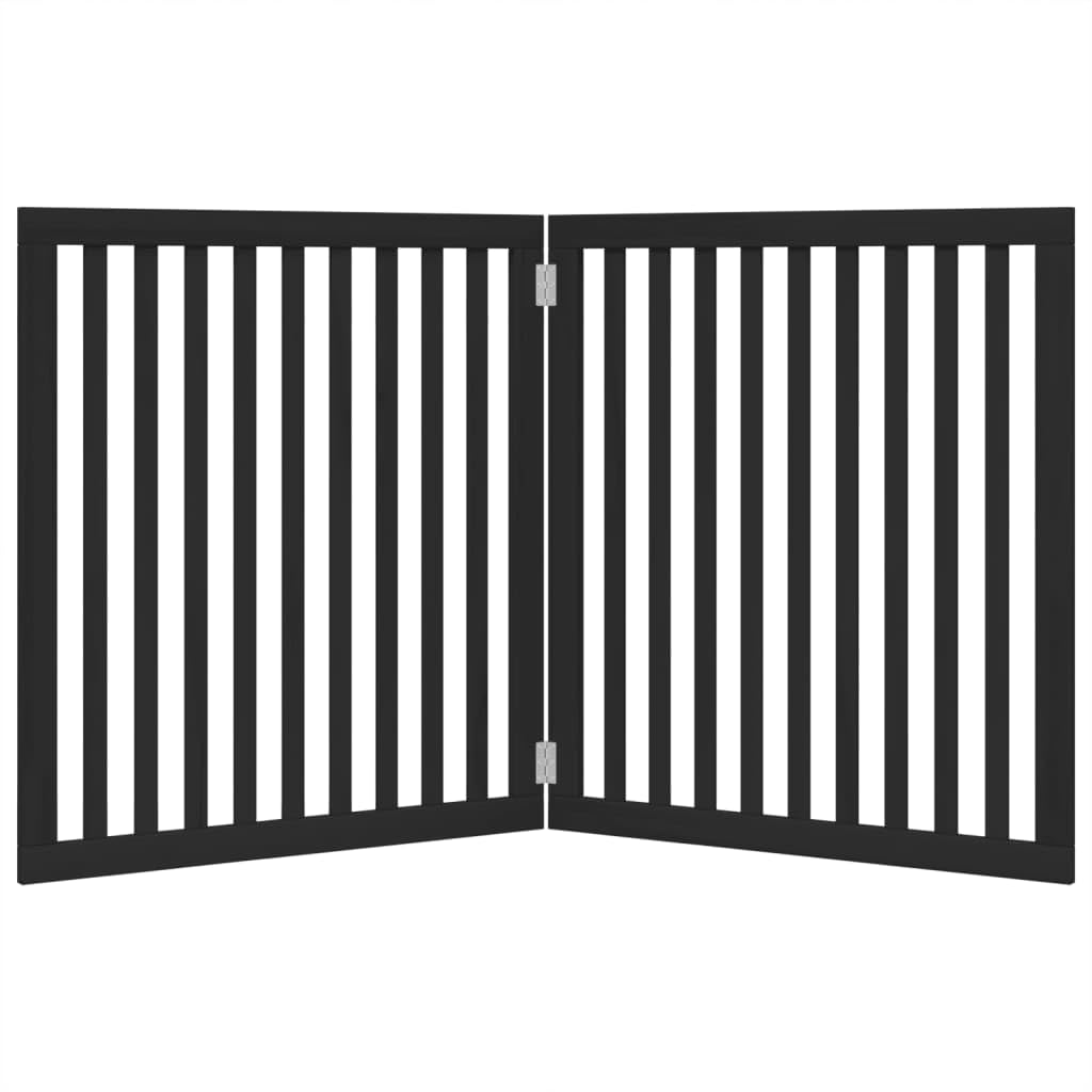 vidaXL Barrière pour Chien Pliable 2 Panneaux Noir Bois de peuplier