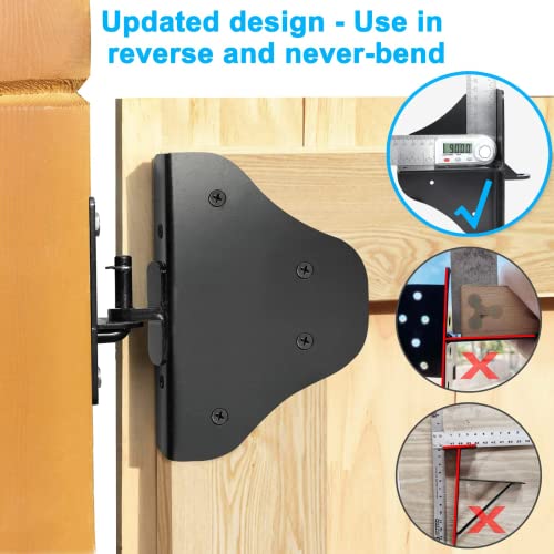Image of Fence Gate Kit Gate Hardware with Gate Latch - Updated 90 Degree Right Angle Gate Hinges - Anti Sag Gate Kit - Gate Corner Brace Bracket (1 Set)