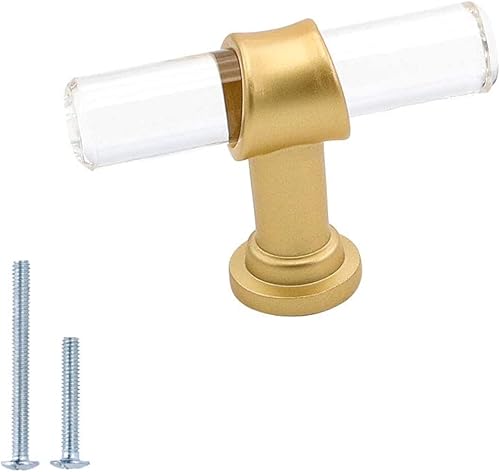 Miniatura 32 de Goldenwarm Paquete de 10 tiradores de cajón de acrílico de 3 pulgadas dorados, manijas de gabinete de acrílico, tiradores de gabinete de vidrio