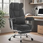 Efomao Big and Tall Office Chair, Executive Office Chair with Foot Rest, Ergonomic Fabric Computer Chair for Back Pain Relief, Black Gaming Chair