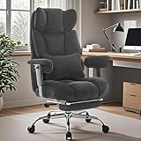 Efomao Executive Office Chair, Soft-Cushioned Computer Chair with Foot Rest, Fabric Home Office Desk Chairs, Big and Tall Office Chairs, Black