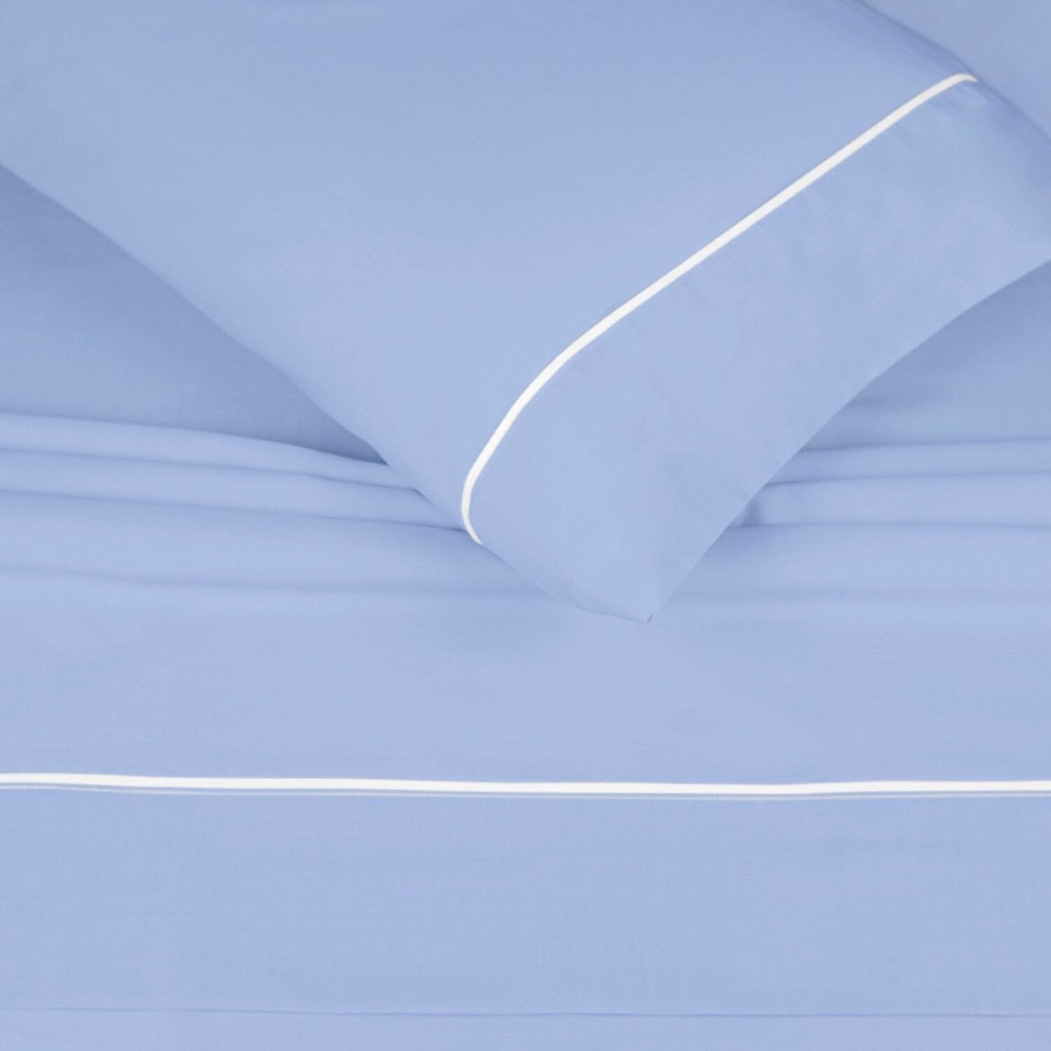 Burrito Blanco | Juego sábanas | Mezcla de Algodón | para Cama Matrimonio de 160 cm (+Medidas Disponibles) |3 Piezas (Encimera, Funda de Almohada y Sábana Bajera) | Color Celeste 241 (160x190/200cm)