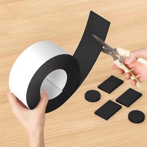 Image of EVA Furniture Pads 13ft x 0.78in Self Adhesive Strip, 6mm Thick Anti-Slip Textured EVA Foam, Free to Cut Peel and Stick Floor Protector for Chair Legs, Furniture Legs, DIY Chair Leg Protectors.