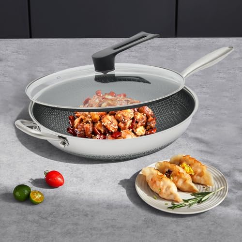 Wok de acero inoxidable de 13.4 pulgadas miniatura 7