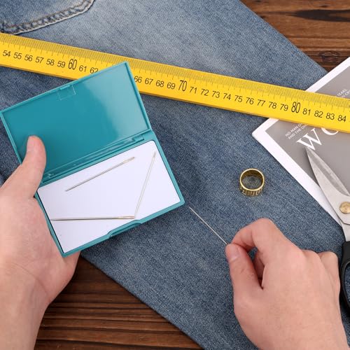 Image of Gosknor Magnetic Needle Case, Portable Cross Stitch Sewing Needle Storage Organizer Tools Rectangle Magnetic Knitting Pin Holder Box Container Accessories for Small Metal Objects Keeper (Blue)