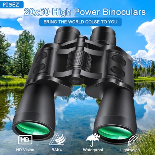 Image of PISEZ 20X50 Binoculars for Adults High Powered with Low Light Vision,Compact Large View Waterproof Binoculars for Bird Watching Hunting Concert Traveling Theater Opera Sightseeing