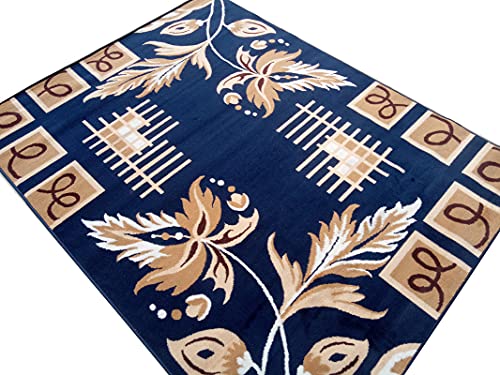 Image of Acrylic Rectangular Carpet for Hall | Mat for Living Room | 5x7 Feet Blue | Anti-Skid Carpets | Carpet for Bedroom Floor | Galicha for Hall | Home & Decor (150x195 CM - Blue Color)