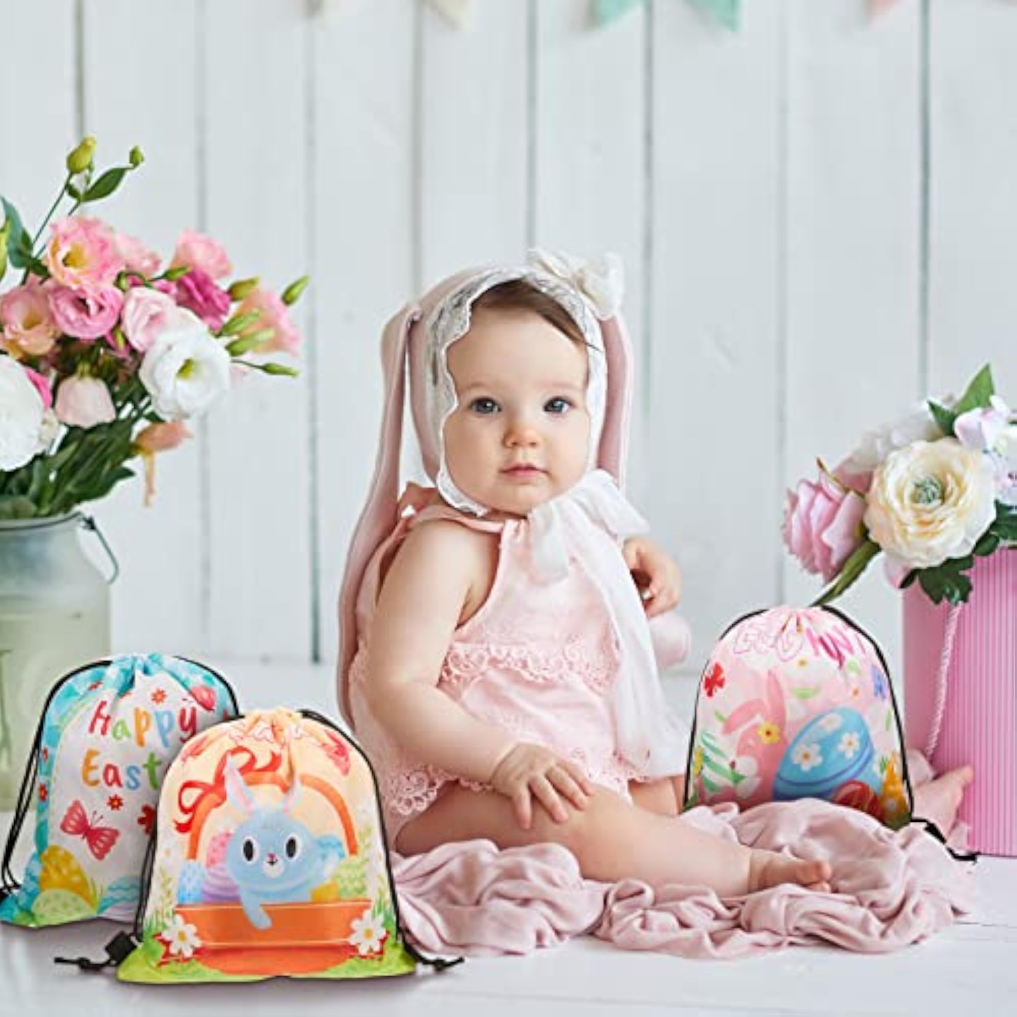 24 Pieces Easter Party Drawstring Backpack Gift Bags