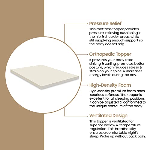 Zayton 1-Inch Foam Mattress Topper | Premium Supporting Bed Pads With Luxurious Softness, Breathable And Comfortable Bed Toppers For Back Pain, Orthopedic Support For Better Sleep, Twin, White #TOP5