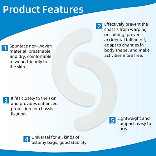40 Pack Ostomy Supplies Skin Barrier Strips,Elastic Hydrocolloid Skin Extender Strips for colostomy Bags,Universal Waterproof Half Rings. - Thumbnail 3