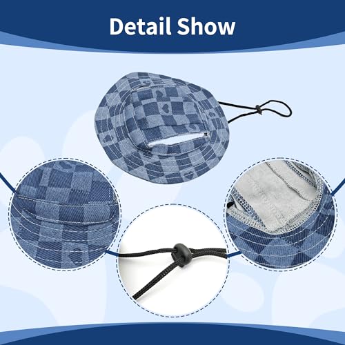 Pet Show Dog Bucket Hats Pet Hat With Ear Holes Girls Boys Classic Round Brim Outdoor Sun Hat For Small Medium Doggies Adjustable Strap Visors Puppy Cats Kitten thumb #3