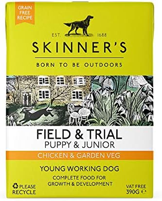 Skinner's Field & Trial Puppy & Junior - Chicken & Garden Veg, Wet Dog Food, Grain Free, 390g (Pack of 18)