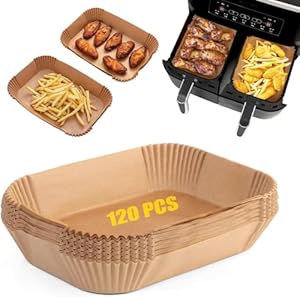 120pcs Air Fryer Liners for Ninja Dual Air Fryer SL400UK AF400UKCP SL400UKCP AF400UK AF300UK Tower T17100 T17088 Salter and Other Dual Zone Air Fryer