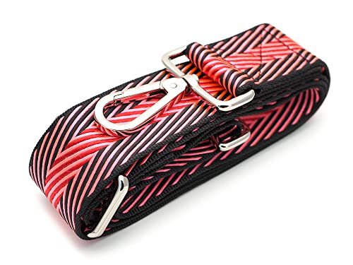 Image of CRAFTMEMORE Wide Shoulder Strap Zigzag Pattern Adjustable Bag Handle Crossbody Nylon Belt Replacement JK19 (Pink, Silver Clasp)
