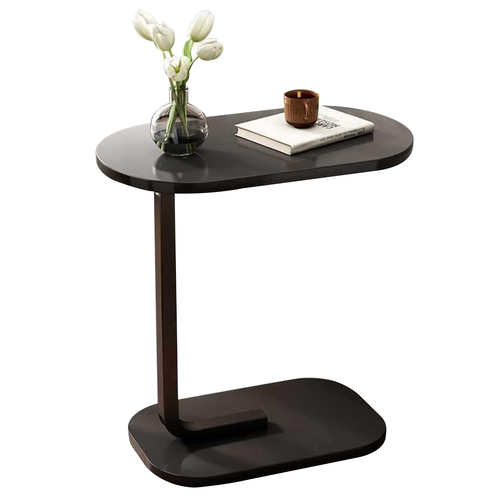 BeauentySofa Side Table,Bedside End Table,C Shaped End Table,Easy to Assemble Metal Frame Nightstand, Portable Multi-Functional Overbed Table (Style 3)