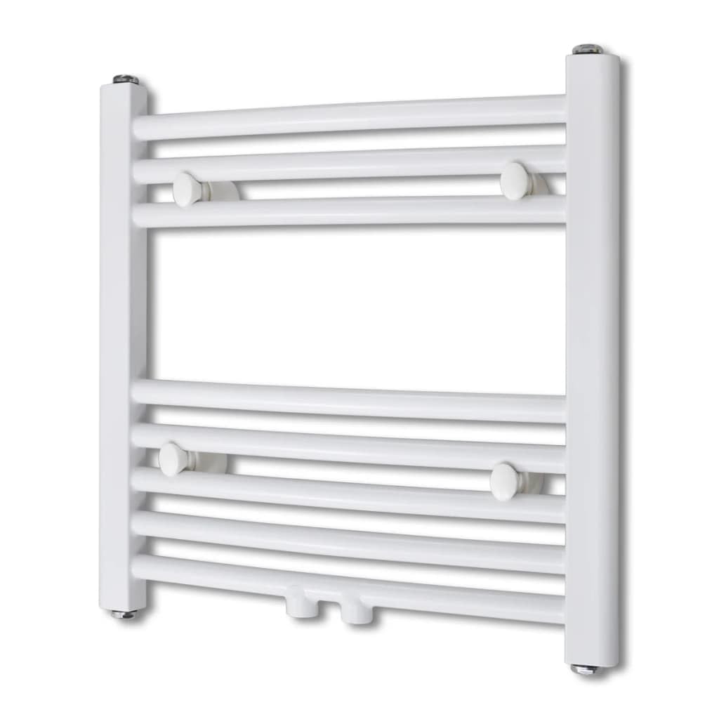 Radiador de baño, toallero curvado, 480 x 480 mm, acero blanco, 215 W, potencia de calefacción, montaje en pared, calefacción central, baño, secado térmico
