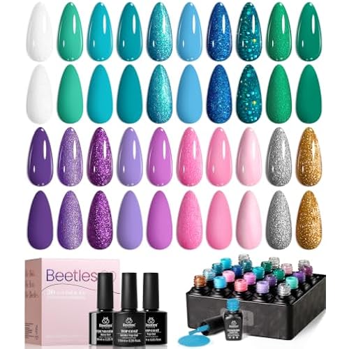 Beetles Purple Gel Nail Polish Set, 20 Colors Mermaid Gel Polish