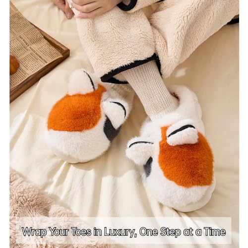 Cute Animal Fluffy Warm Fuzzy Cartoon Cat Couple Slippers Comfy Autumn Winter Indoor Outdoor Slippers3