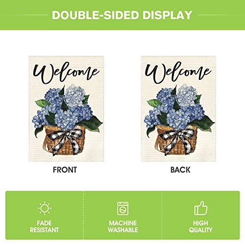Avoin Colorlife Hydrangea Spring Summer House Flag 28X40 Inch Double Sided Outside, Floral Welcome Yard Outdoor Flag #TOP6