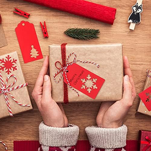 100 Pieces Red Christmas Gift Tags, Gift Tags, Christmas Tags with String for Xmas Wedding Decorations