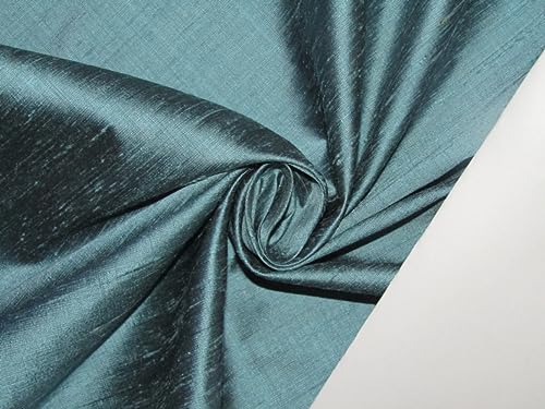 Pure soie Dupioni bleu ardoise tissu au mètre 111 cm pour robe et ameublement