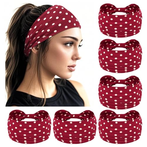 YARIEW Polka Dot Headbands for Women Wide Headbands Stretch Knotted