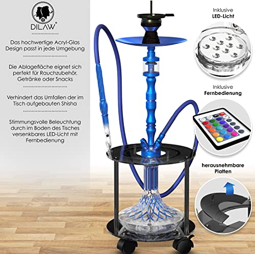DILAW® Premium Shisha Tisch | Komplettes Set inklusive LED Untersetzer | mit 3 Schlauchhalter | Indoor und Outdoor… – Bild 3