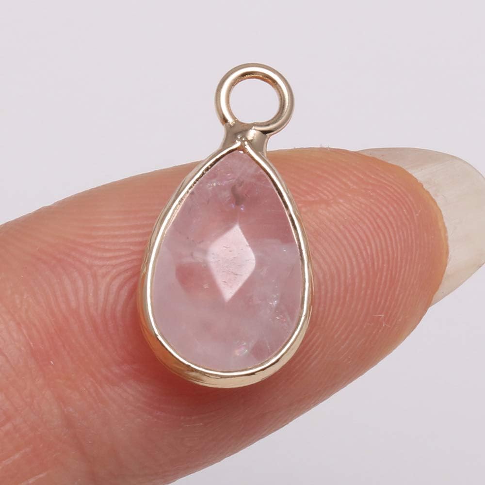 Natural Stone Pendant Charms, Faceted Amethysts Flash Labradorite Rose Quartz Amazonite Semi Precious Gemstone Pendants for Jewelry DIY Craft Making (10Pcs) - Image 4